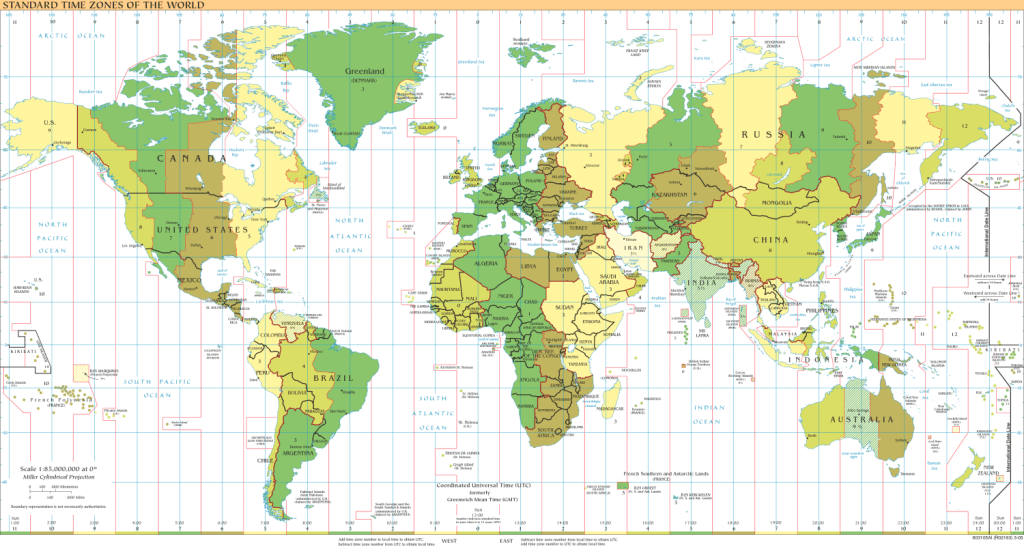Mapa de los husos horarios